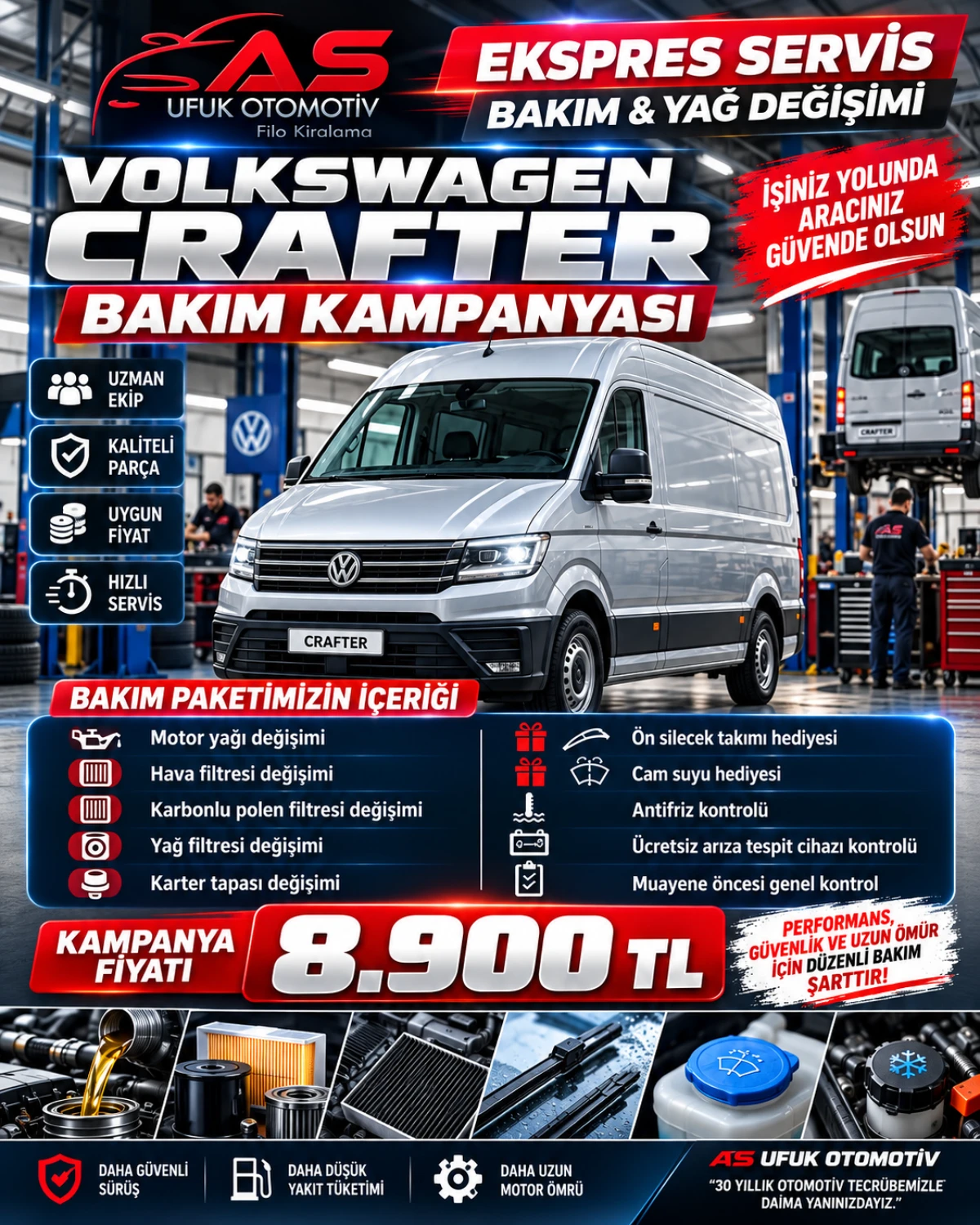 AS UFUK OTOMOTİV&rsquo;DEN VOLKSWAGEN CRAFTER&rsquo;A &Ouml;ZEL 8 BİN 900 TL&rsquo;LİK BAKIM KAMPANYASI