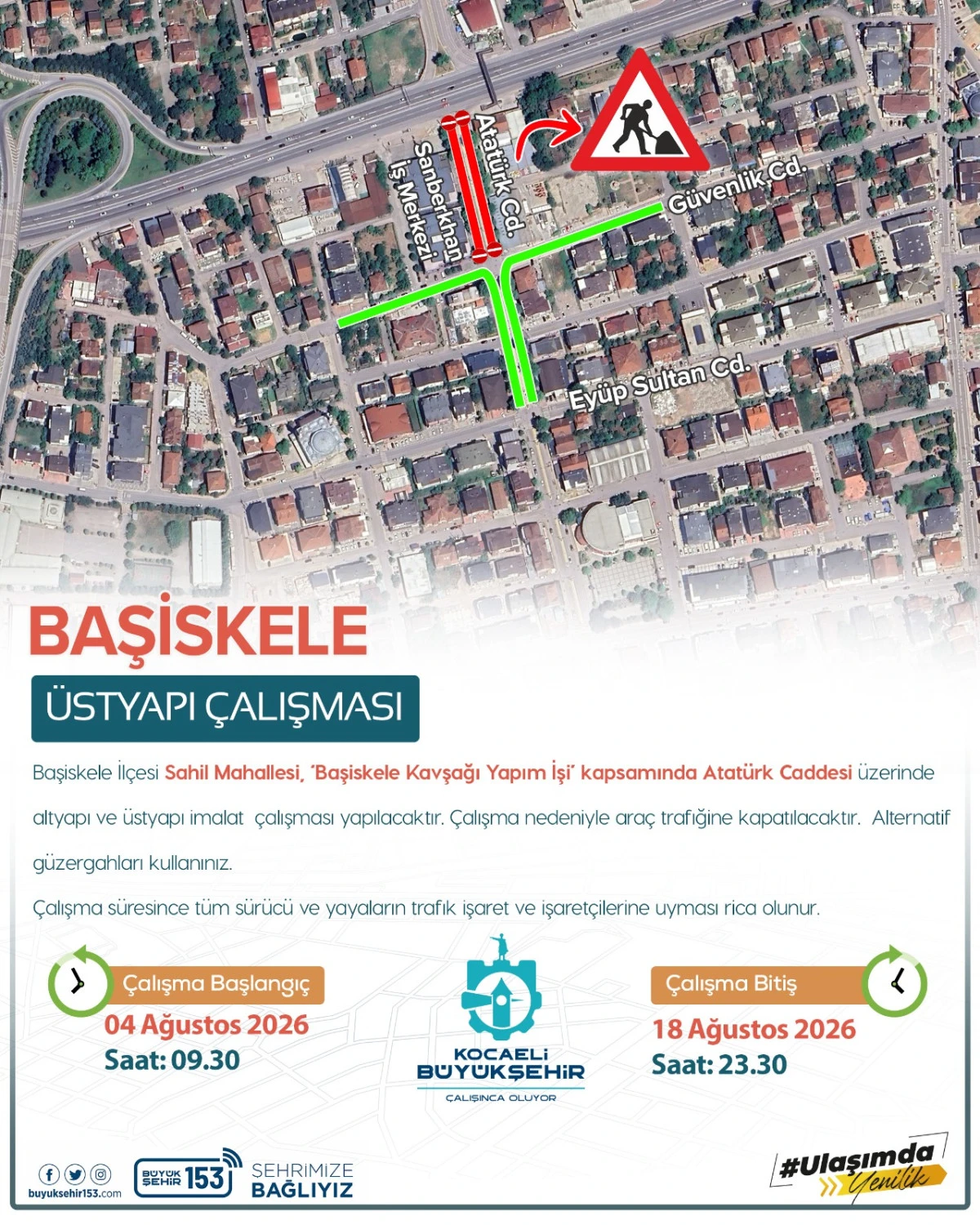 Başiskele Atat&uuml;rk Caddesi ara&ccedil; trafiğine kapatıldı
