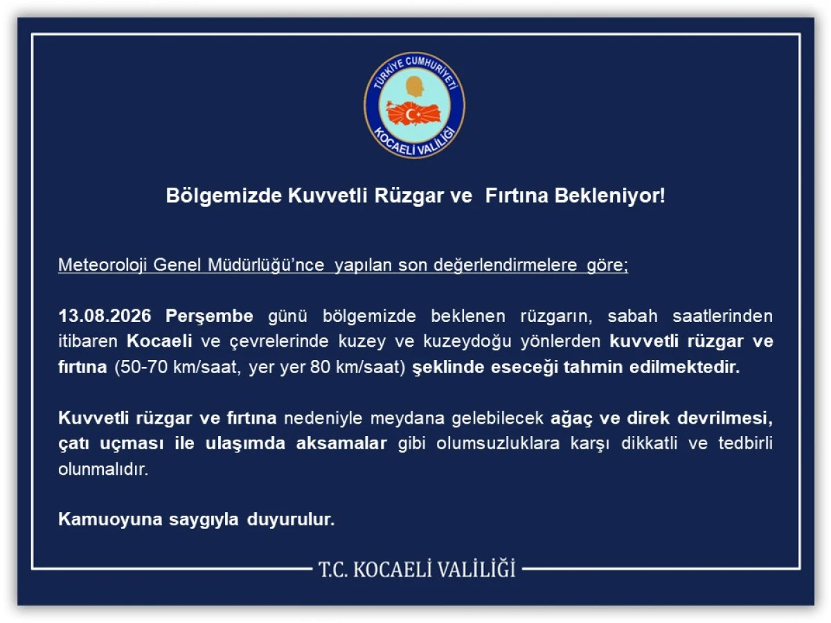 B&ouml;lgemizde Kuvvetli R&uuml;zgar ve Fırtına Bekleniyor!