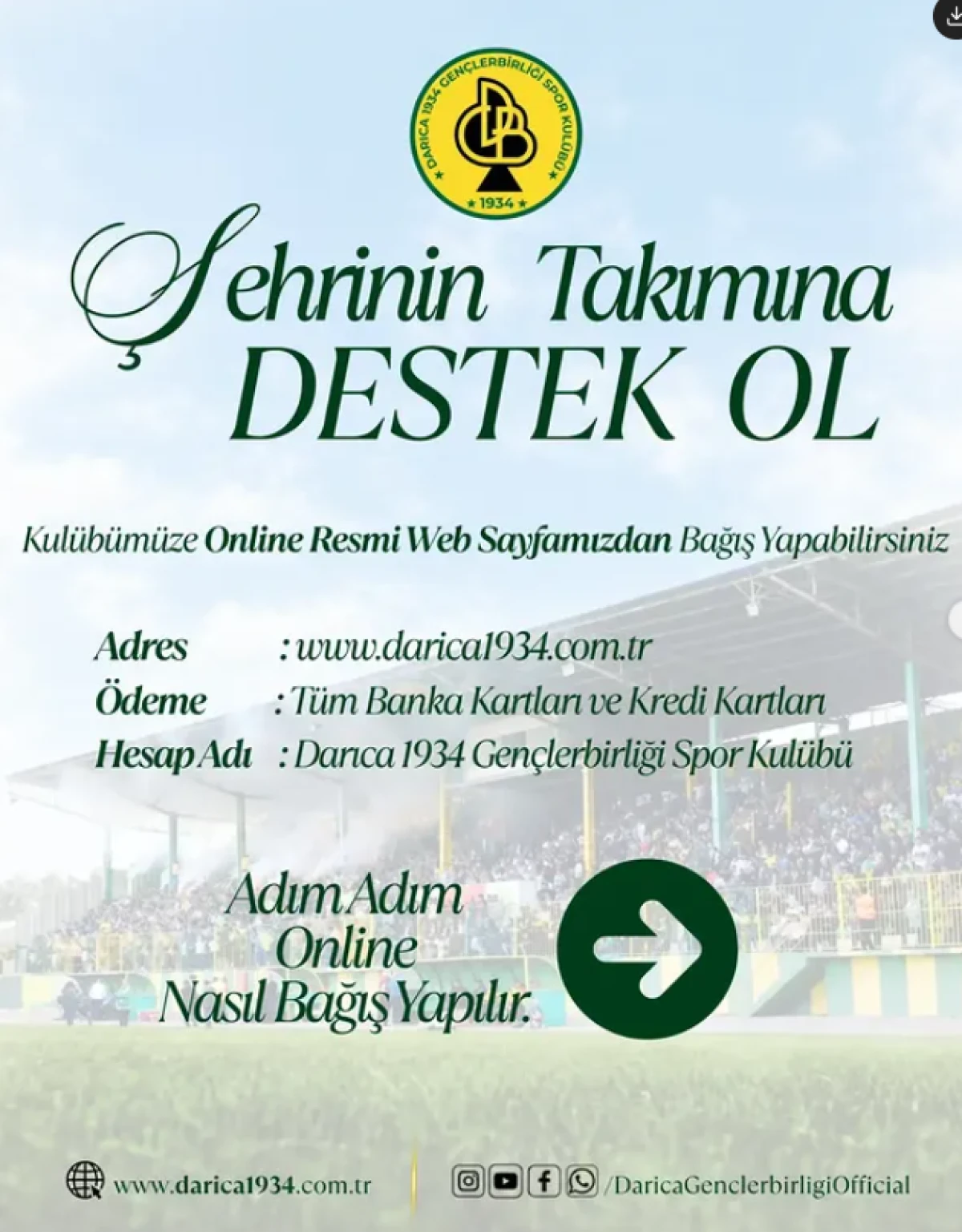 Darıca 1934 Gen&ccedil;lerbirliği&rsquo;nden Şampiyonluk Yolunda Destek &Ccedil;ağrısı