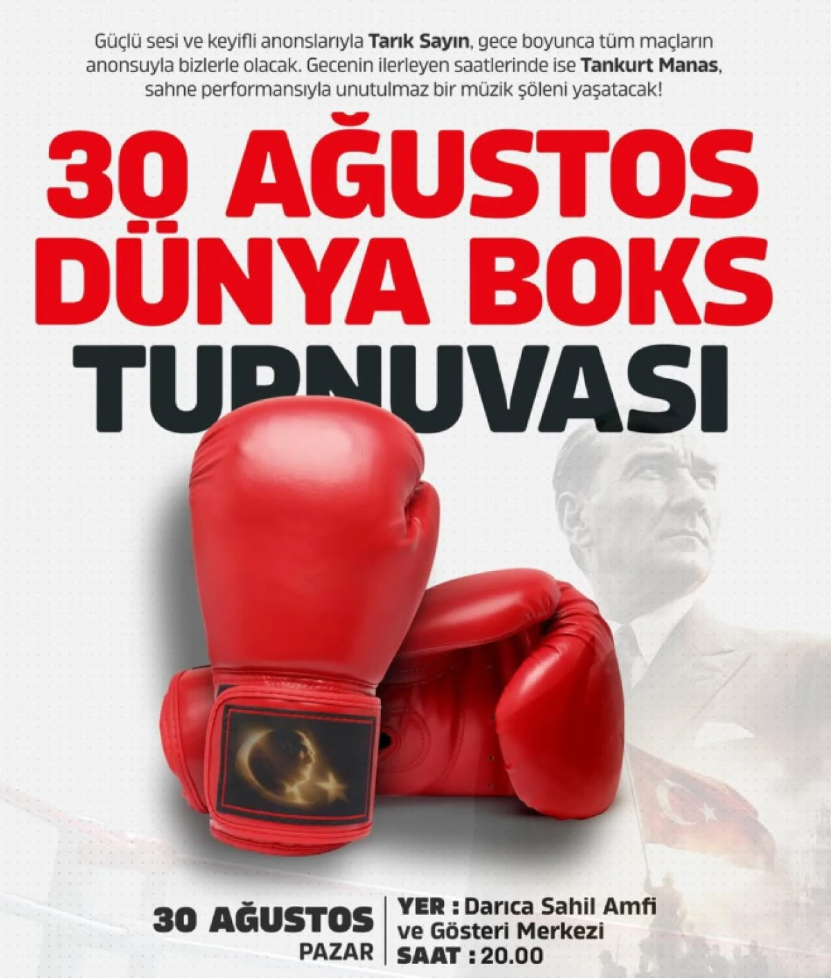 Darıca&rsquo;da 30 Ağustos Zafer Bayramı Coşkusu Boks ve M&uuml;zikle Ta&ccedil;lanacak