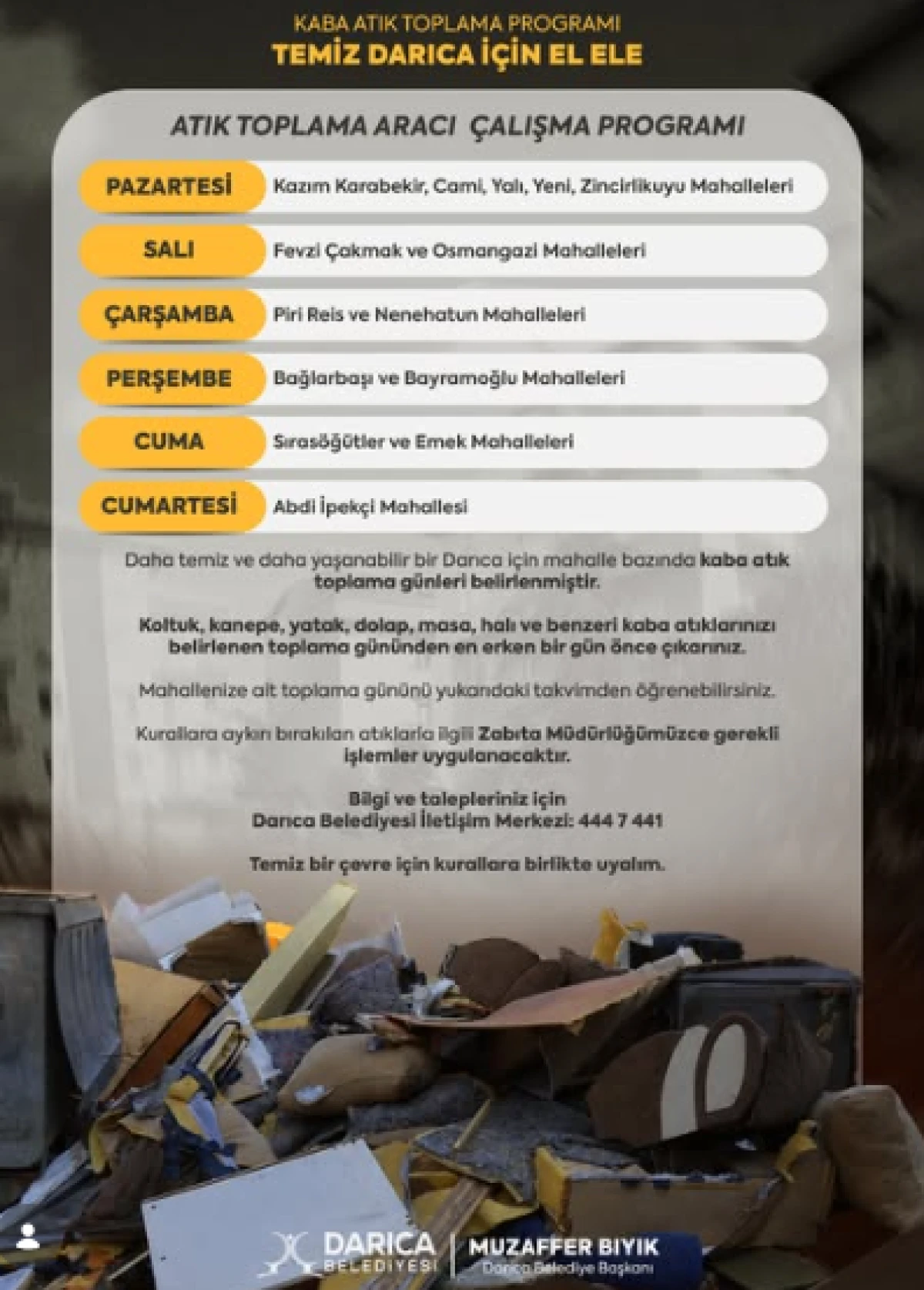 DARICA'DA KABA ATIK TOPLAMA PROGRAMI MAHALLE MAHALLE S&Uuml;R&Uuml;YOR