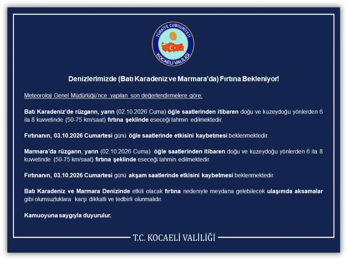 Denizlerimizde (Batı Karadeniz ve Marmara&rsquo;da) Fırtına Bekleniyor!
