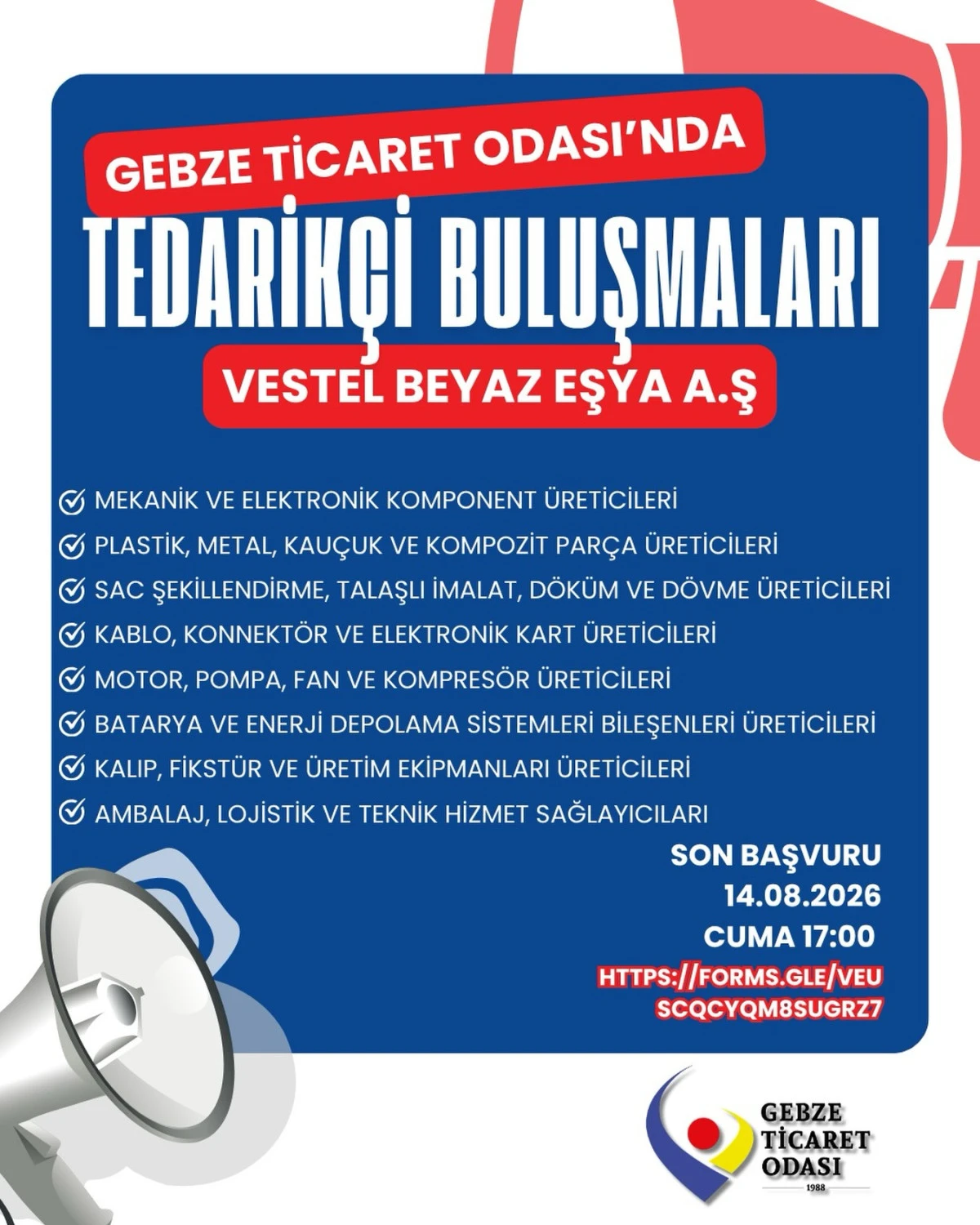 Gebze Ticaret Odası&rsquo;ndan Sanayicilere Vestel ile İş Birliği Fırsatı