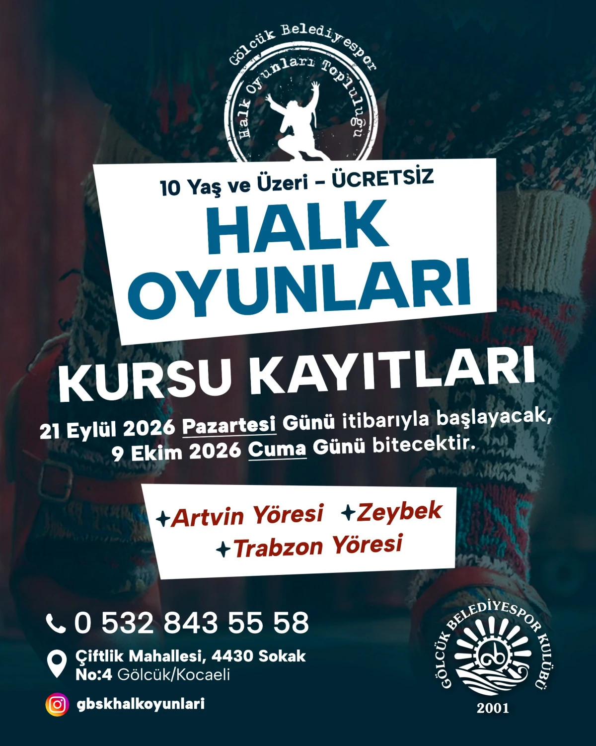 G&ouml;lc&uuml;k Belediyesi&rsquo;nden  &Uuml;cretsiz Halk Oyunları Kursu