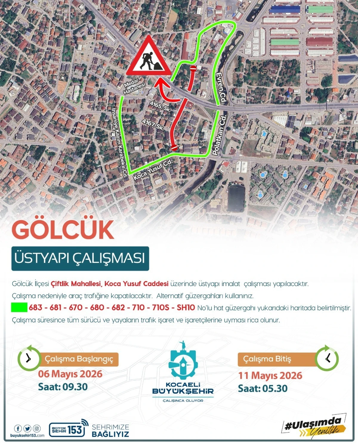 G&ouml;lc&uuml;k Koca Yusuf Caddesi&rsquo;nde &ccedil;alışma var
