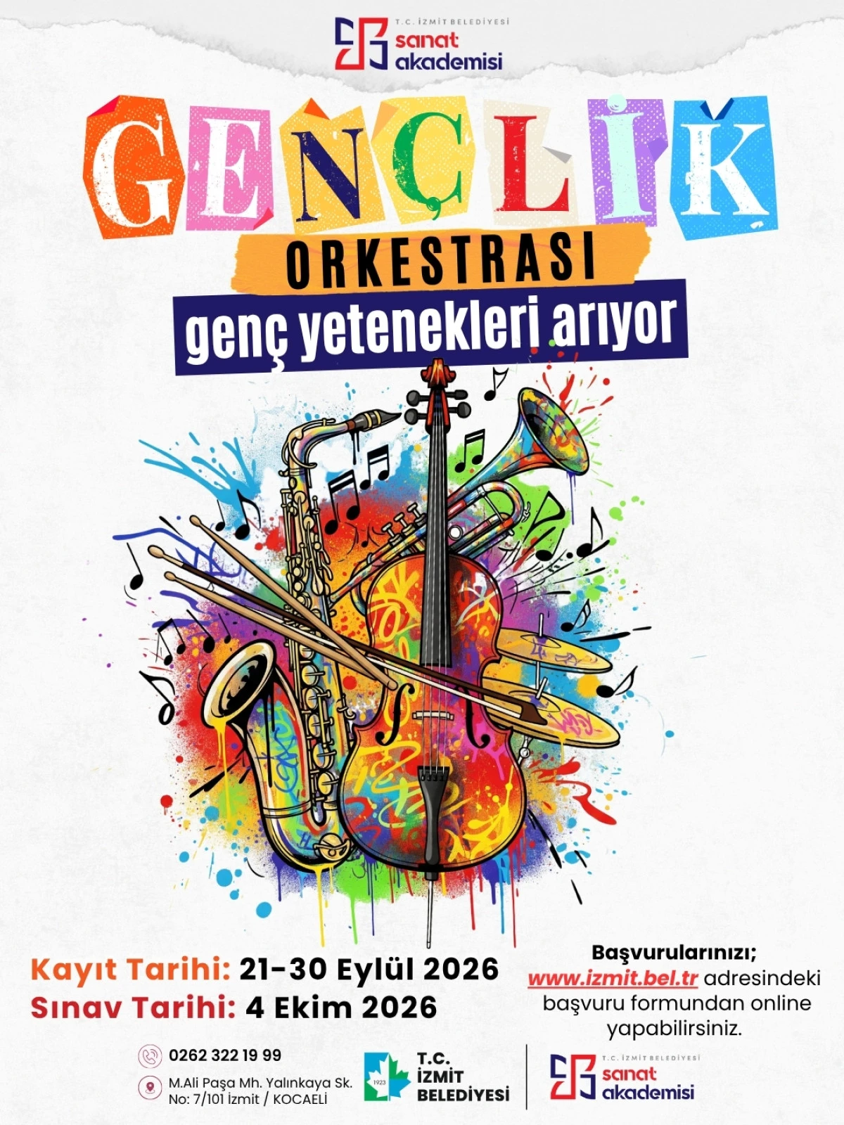 İzmit Belediyesi Gen&ccedil;lik Orkestrası i&ccedil;in se&ccedil;meler başlıyor