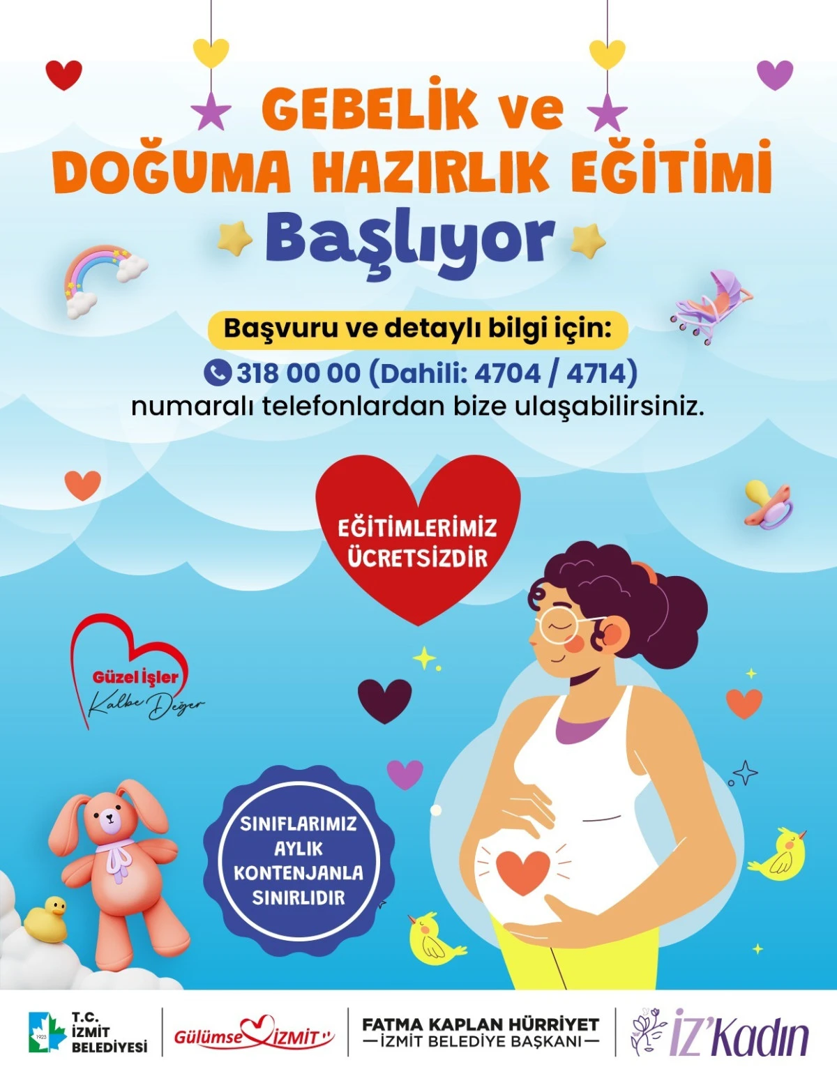 İzmit Belediyesinden anne adaylarına destek:  Gebelik ve Doğuma Hazırlık Eğitimleri başlıyor