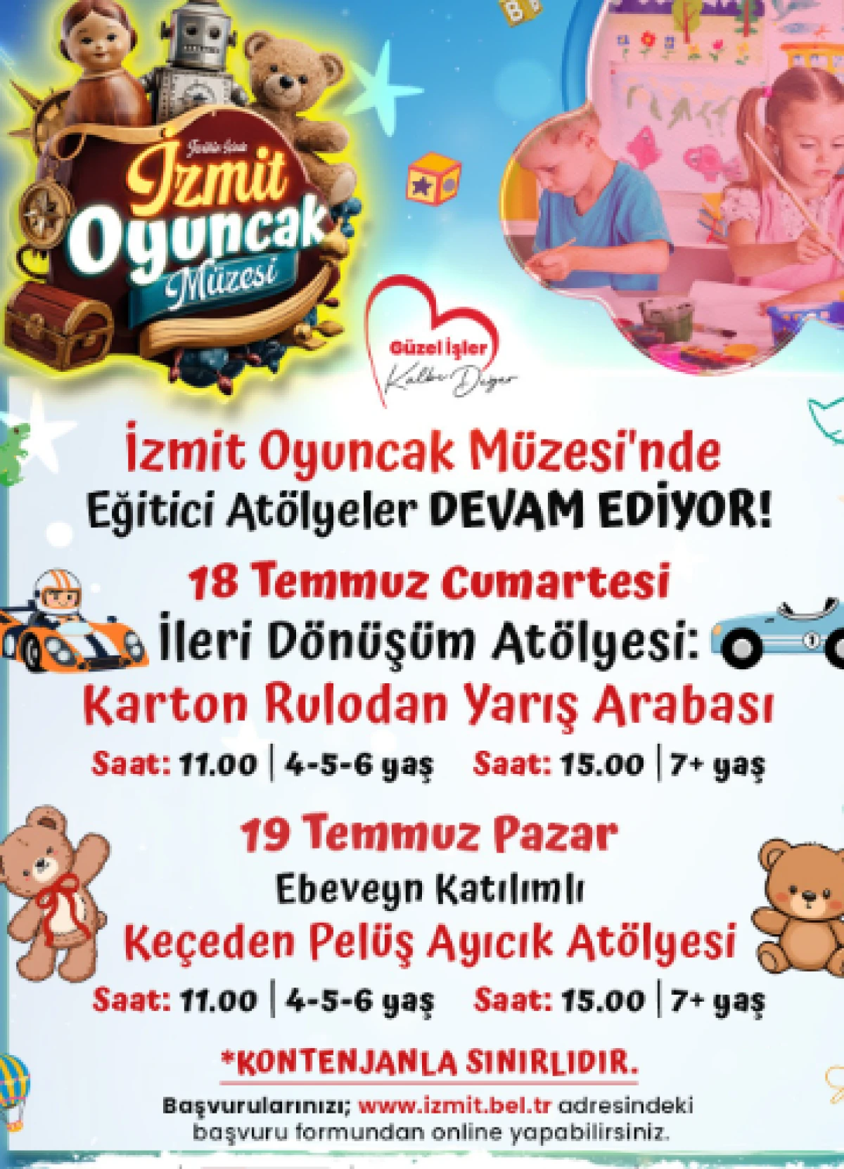 İzmit Oyuncak M&uuml;zesi&rsquo;nde hafta sonu at&ouml;lyeleri devam ediyor