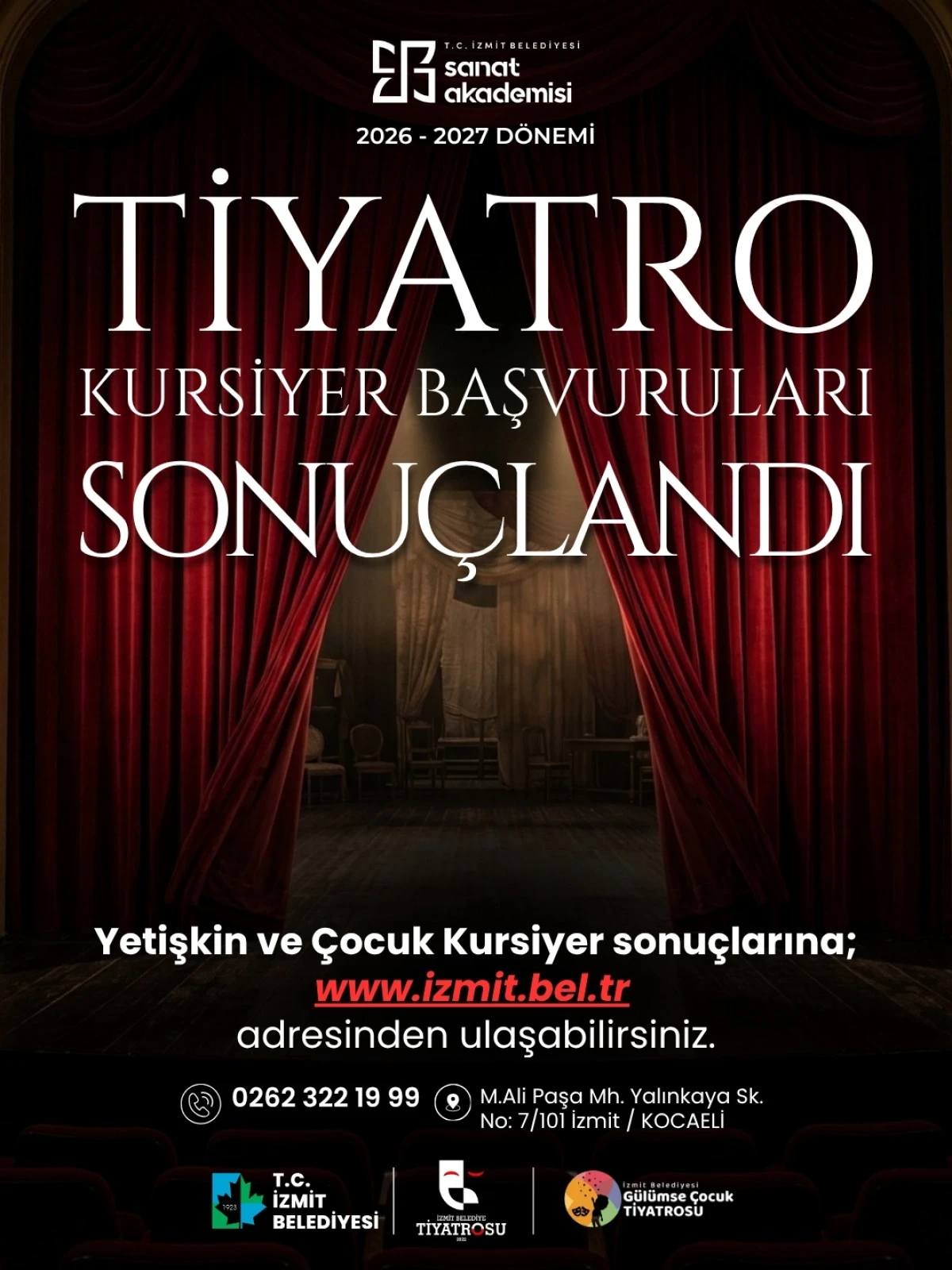 İzmit Sanat Akademisi Tiyatro B&ouml;l&uuml;m&uuml; &ccedil;ocuk adaylarının listesi a&ccedil;ıklandı