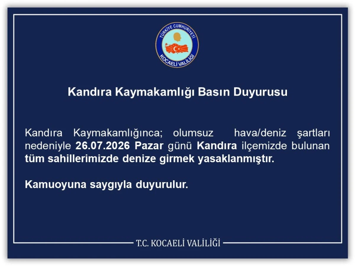 Kandıra Kaymakamlığı Basın Duyurusu