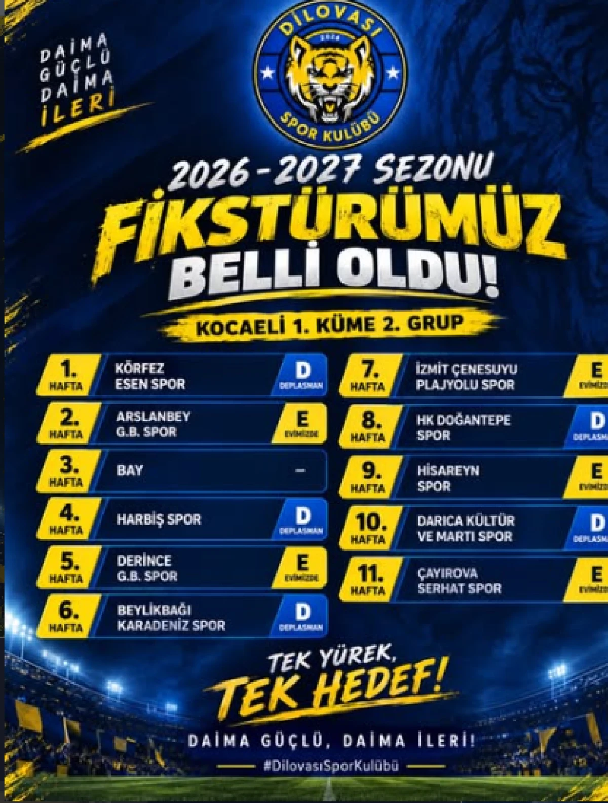 Kocaeli 1. K&uuml;me 2. Grup&rsquo;ta Yeni Sezon Fikst&uuml;r&uuml; Belli Oldu