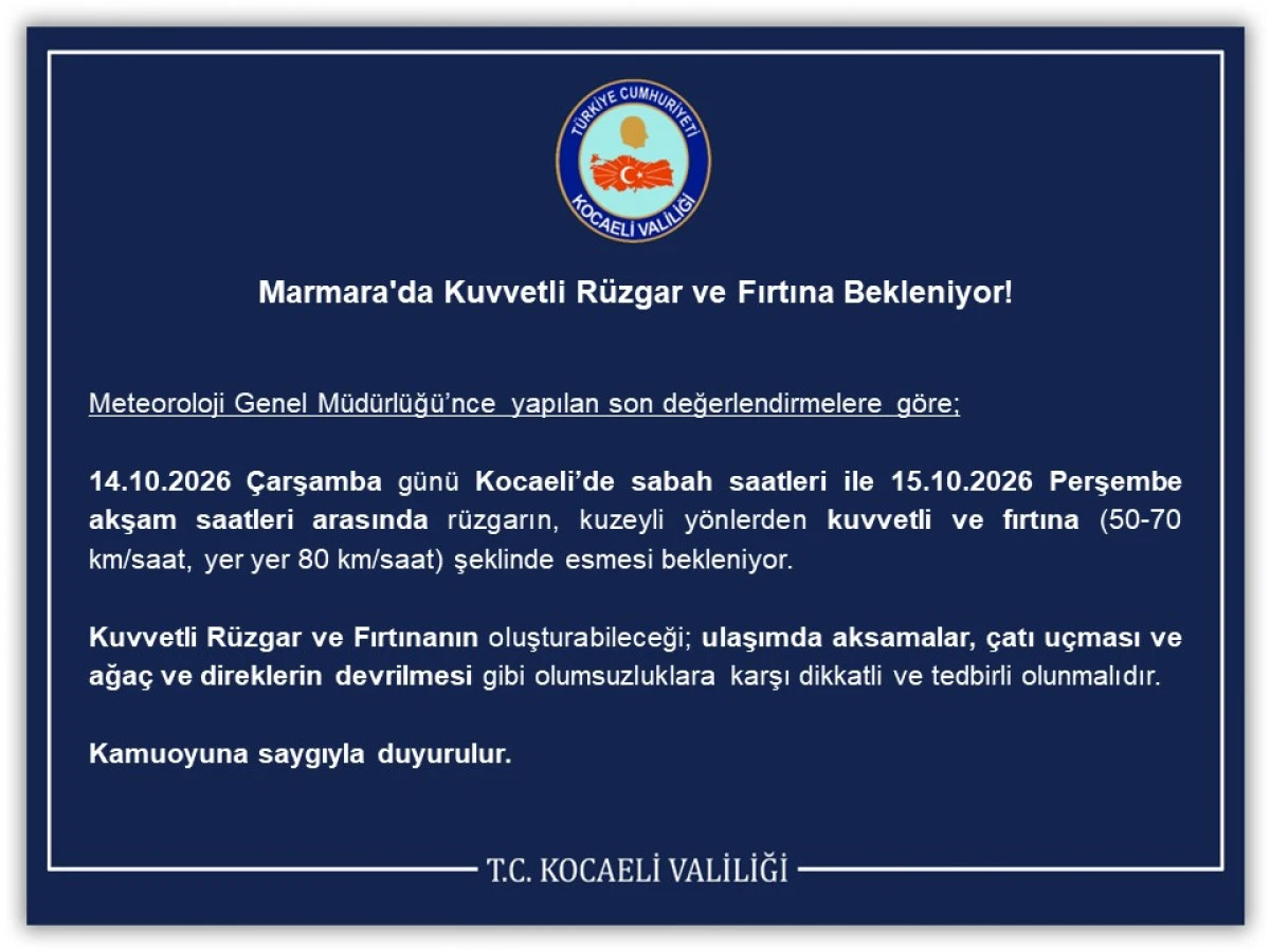 Marmara;da Kuvvetli R&uuml;zgar ve Fırtına Bekleniyor!