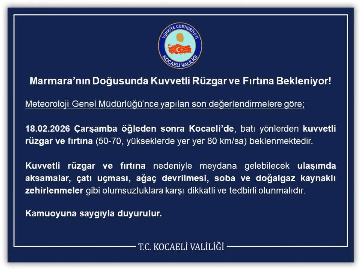 Marmara&rsquo;nın Doğusunda Kuvvetli R&uuml;zgar ve Fırtına Bekleniyor!