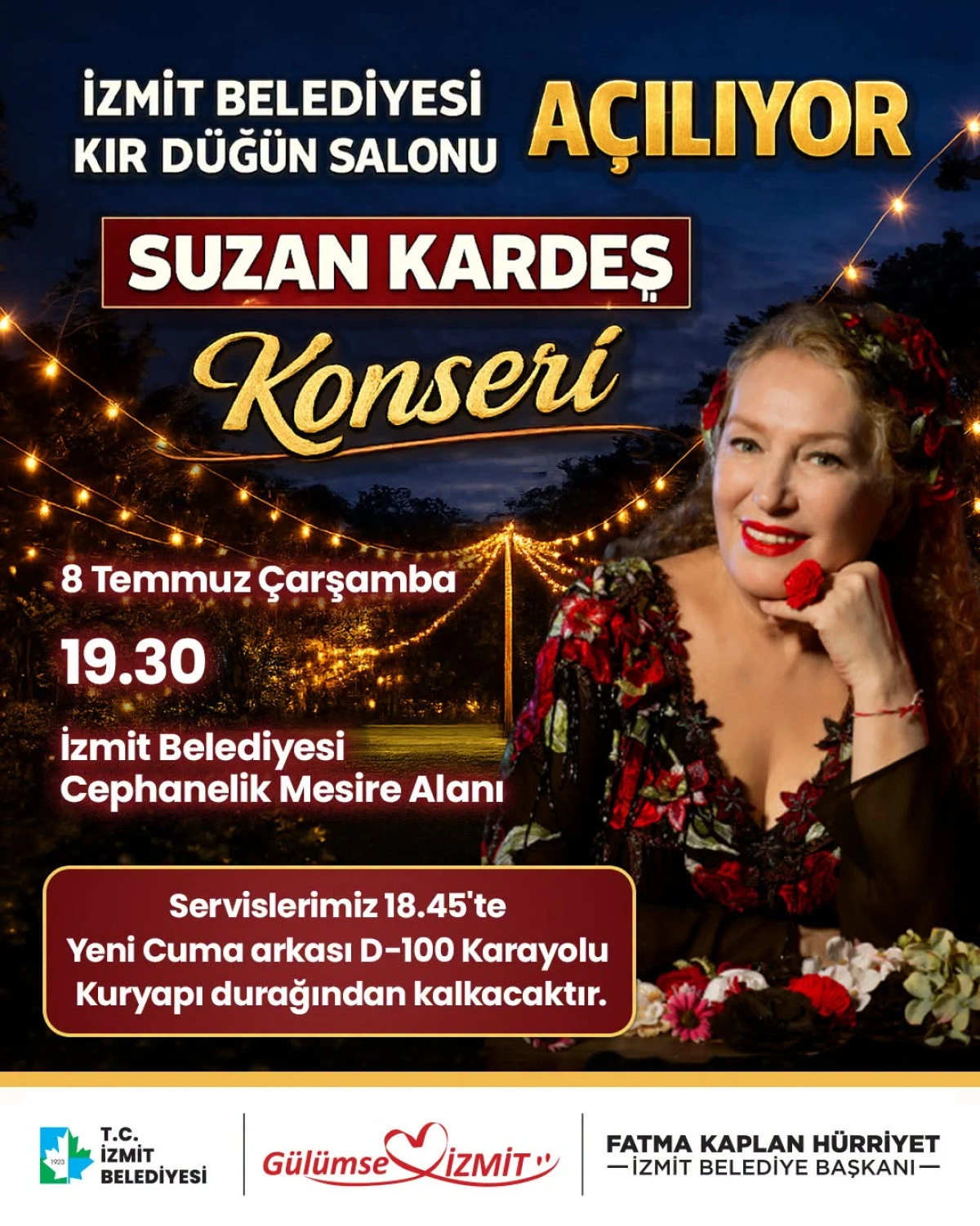 Suzan Kardeş konseri i&ccedil;in &uuml;cretsiz ulaşım