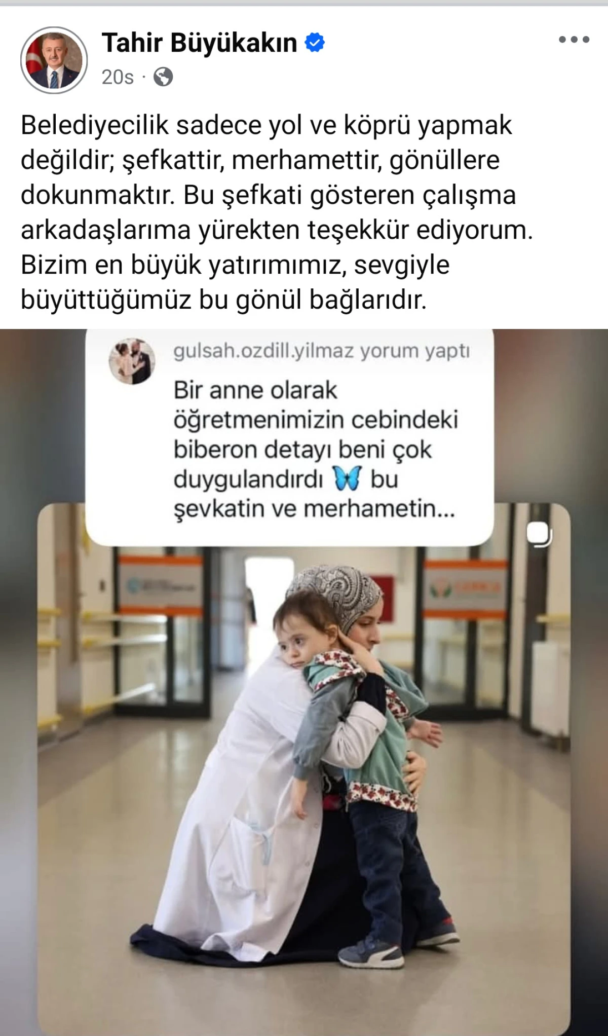 T&uuml;rkiye&rsquo;yi duygulandıran fotoğrafa Başkan B&uuml;y&uuml;kakın&rsquo;ın yorumu