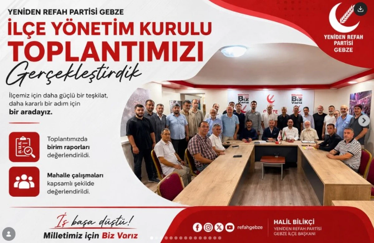 Yeniden Refah Partisi Gebze Teşkilatında Haftalık Toplantı