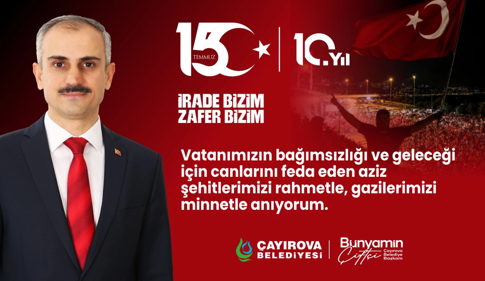 ÇAYIROVA BELEDİYESİ 15 TEMMUZ İLANI